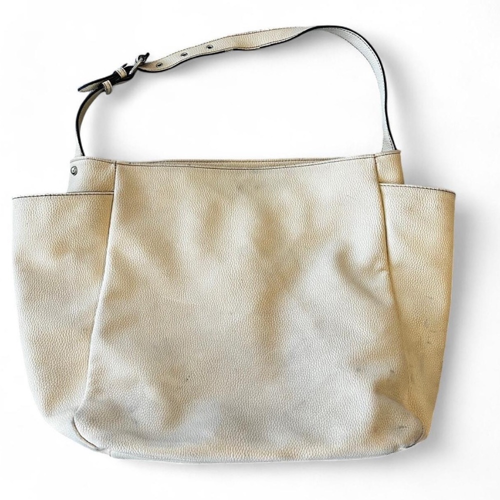 Cream Slouchy Shoulder Bag with Silver Accents